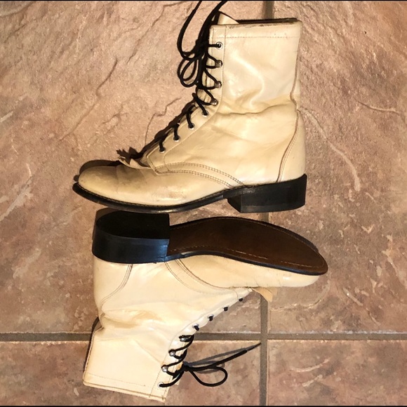 Vintage Laredo Lace up Granny Leather Boots Sz 6 - Picture 4 of 8